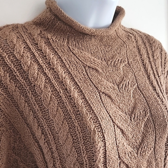 Nwt J. Crew Rollneck Cable Knit Sweater In Brown Size XS - Picture 2 of 5